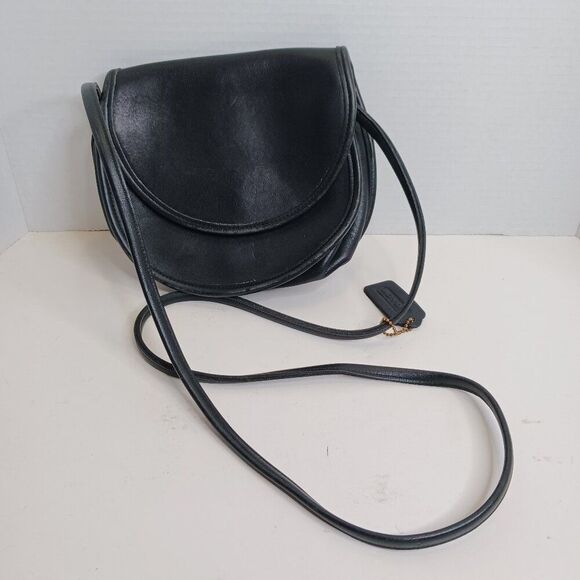 Coach Casey Black Leather Crossbody Vintage Handbag Purse - Picture 1 of 10